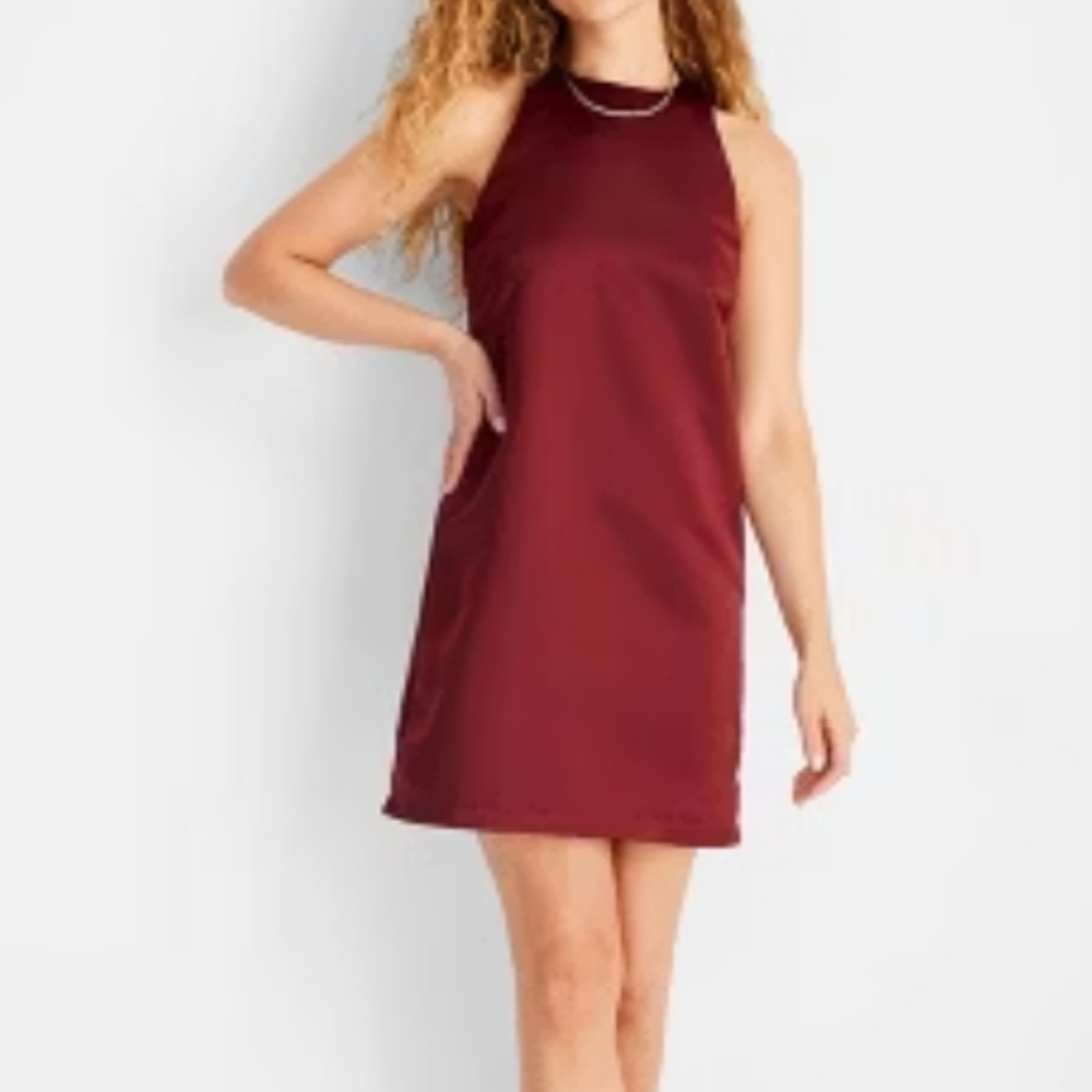 NWOT Future Collective Red 90's Satin Holiday Dress Size Medium